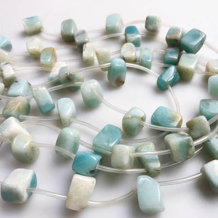 CRCBEADS - Wholesale Beads - Natural Amazonite Smooth Nugget Size Approx 10x14mm 15.5" Strand0