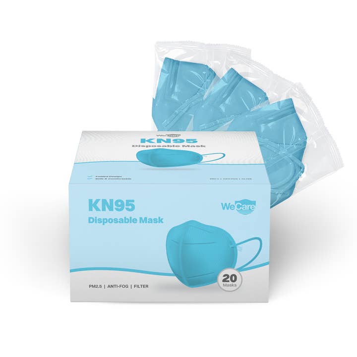 ShopHomeMed - Wholesale Protective Face Mask/Shield - WeCare Individually Wrapped Blue KN95 Mask - 20 Pack1