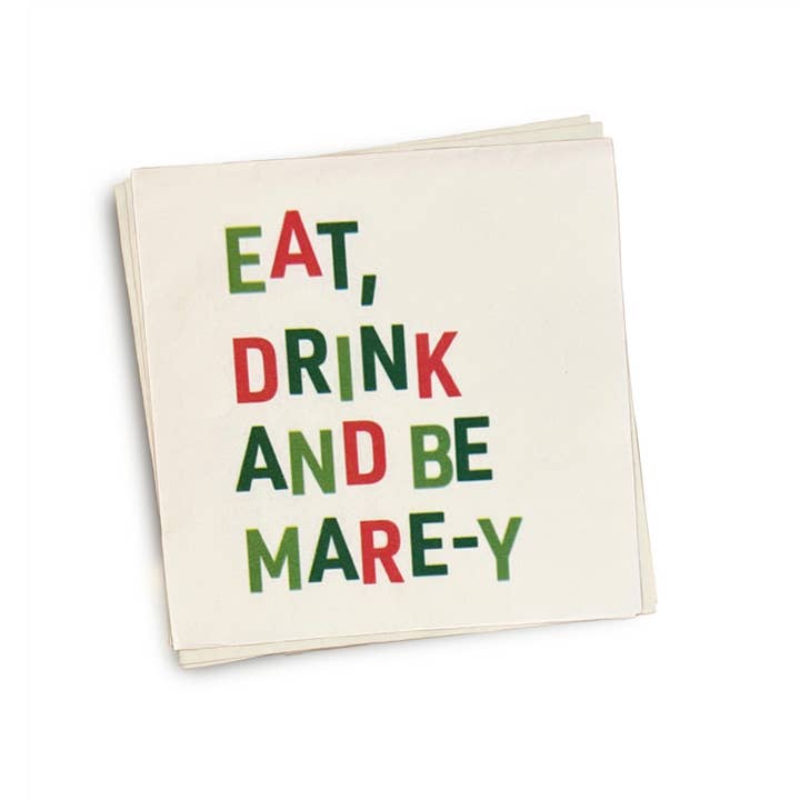 "Eat Drink and Be Mare-y" Cocktail Napkins  for wholesale by Mare Modern Goods