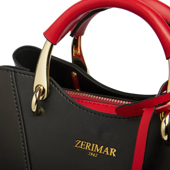 Negro-rojo Bolso de Cuero para Mujer Zerimar - Exclusivo y Casual Grabado de venta al por mayor en Faire