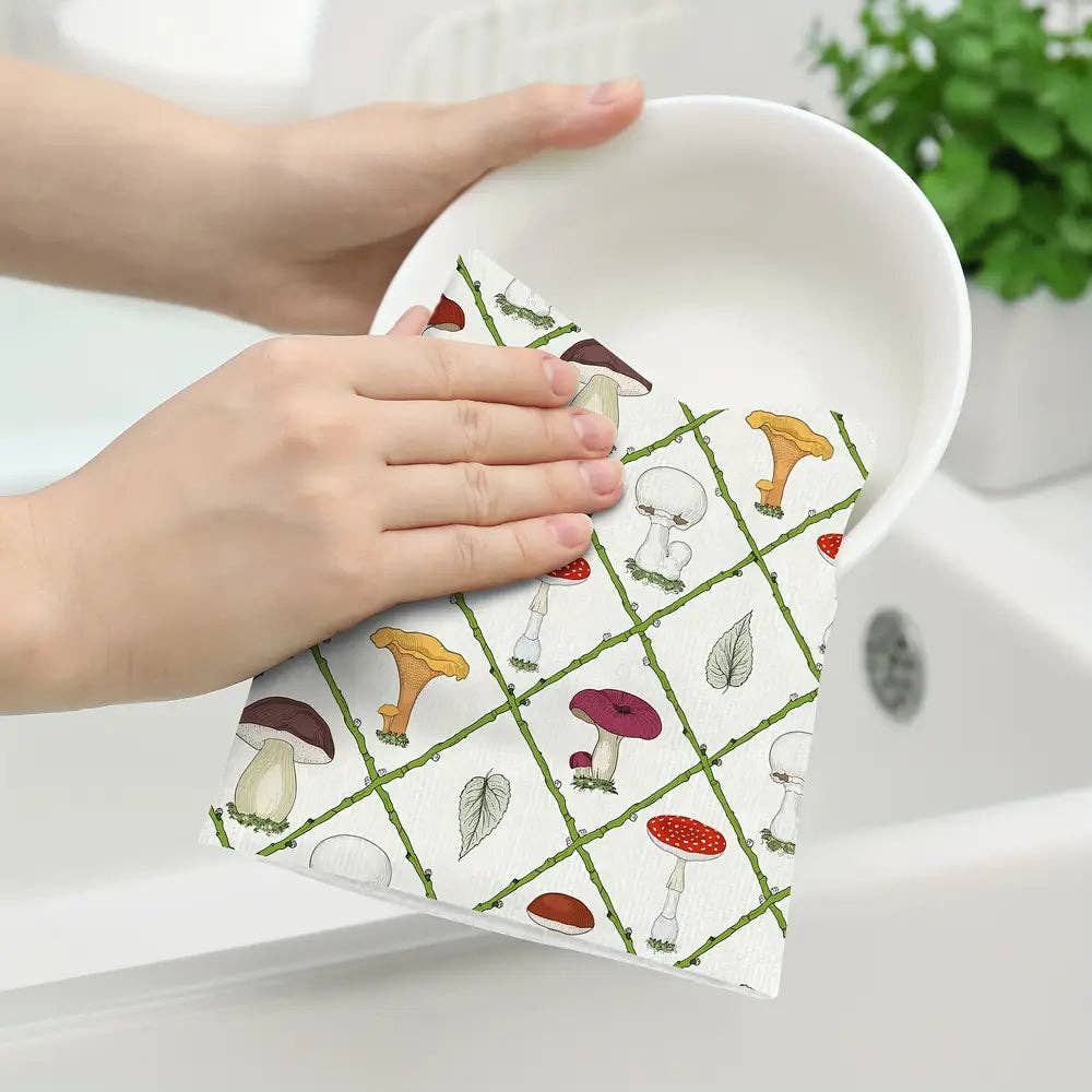 Huis Van Merken - Wholesale Dishcloth - 2pcs, Hand Towels, Mushroom Dahlia Mandara Leaf Cardinal Print Dish Cloth3