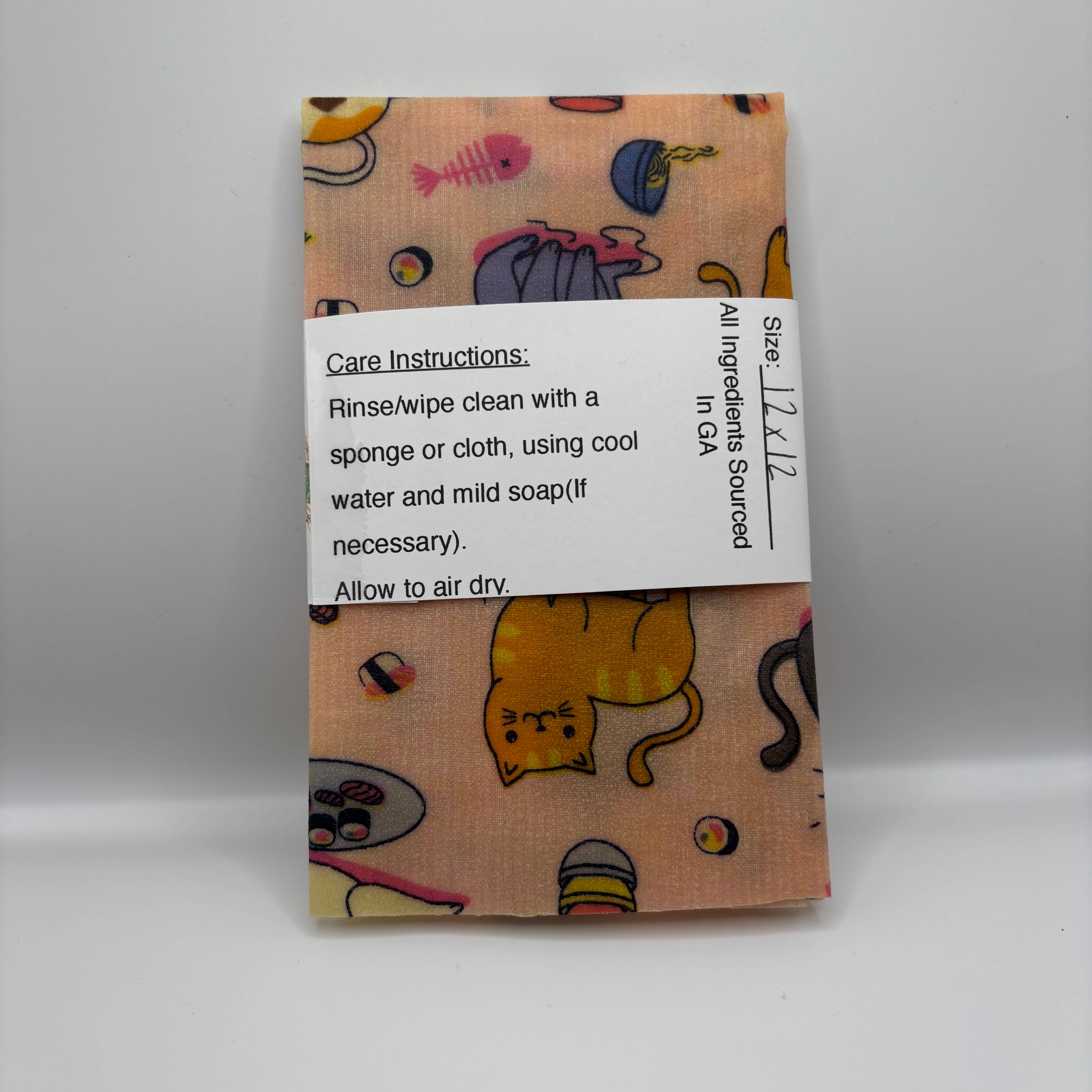 Almas And Co - Wholesale Food Storage Wrap/Bag - Funny Sushi Cats Print Beeswax Food Wrap1