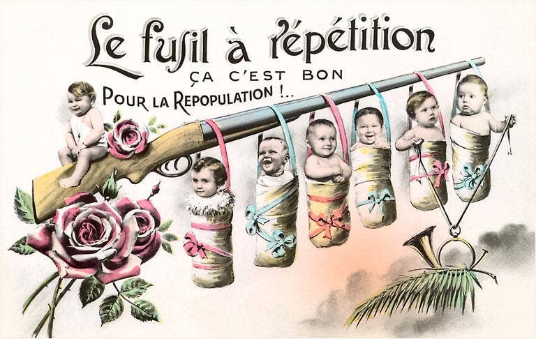 Found Image Press - Wholesale Magnet - Magnet BY-35 Babies Hanging from Repeating Rifle0