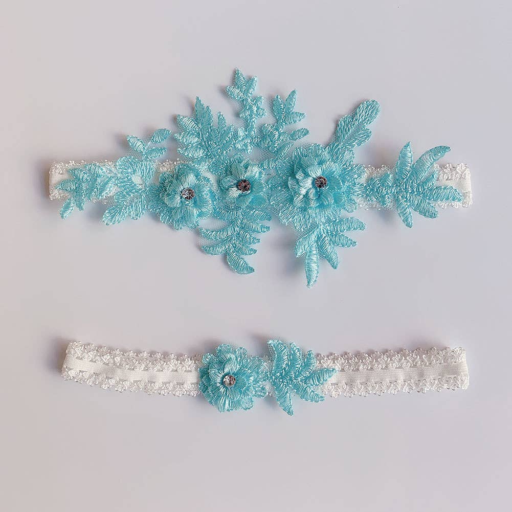 Floris Linens - Wholesale Garter Belt - Women's - Lace Embroidery Wedding Garter Set4