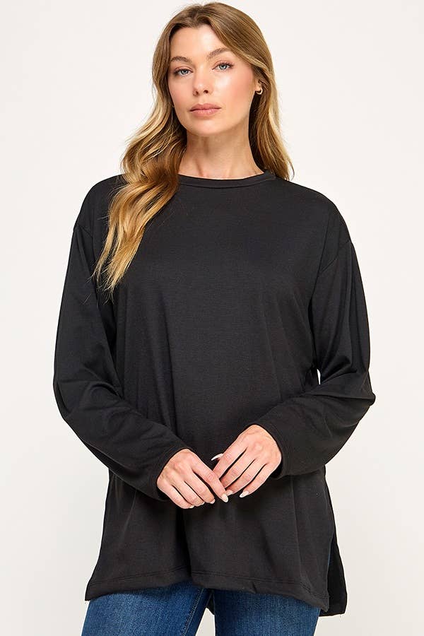 Chris & Carol Apparel - Wholesale Tunic - Women's - silver7012T-SIDE SLIT LONG SLIVE TOP8