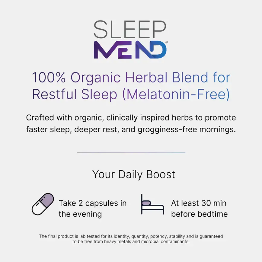Health IS Wealth - Wholesale Oral Supplement/Vitamin - SleepMEND® - 100% Organic Herbal Sleep Aid (Melatonin Free)4