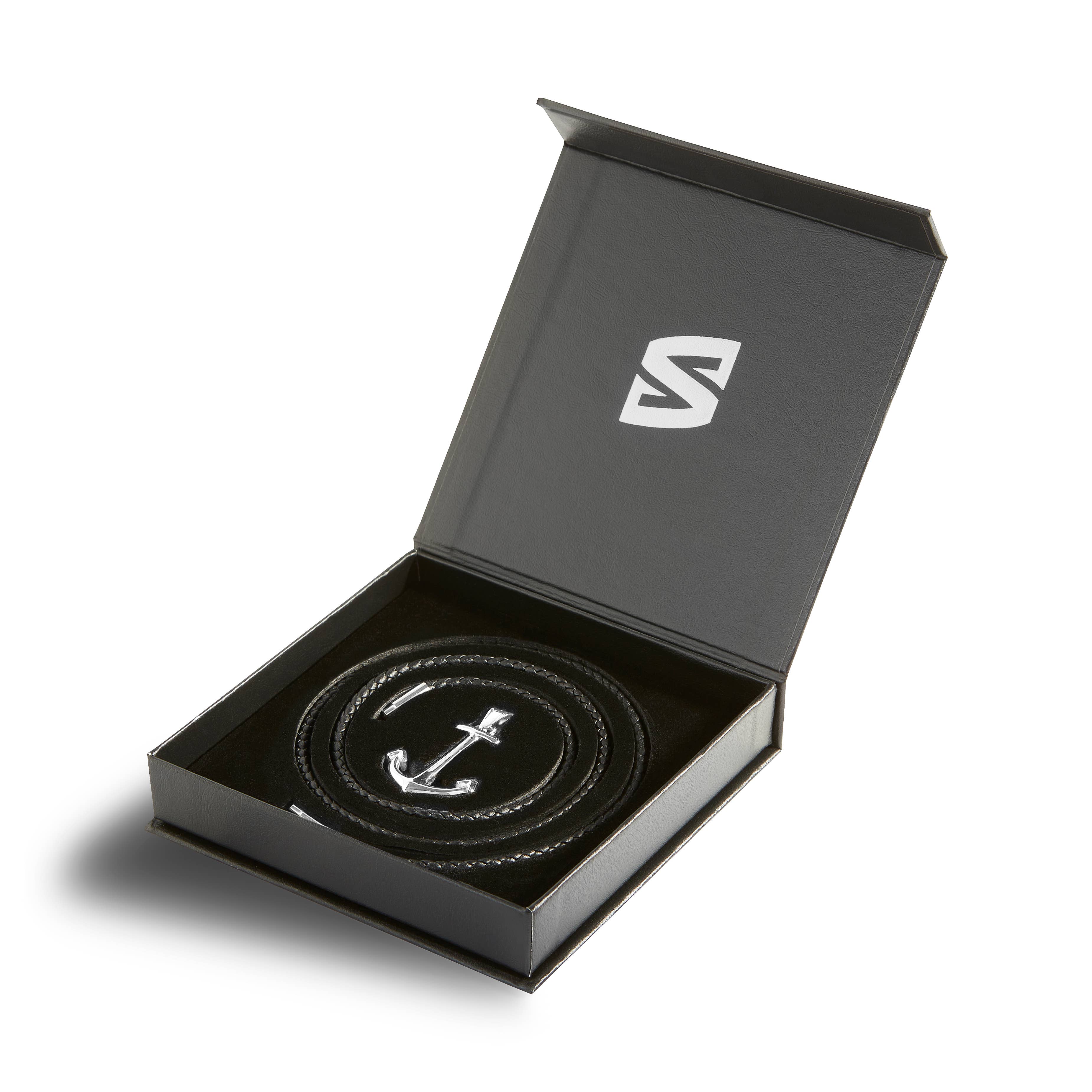 SERASAR – Engroshandel Smykker - Herre – Læderhalskæde med anker i sølv - N0141