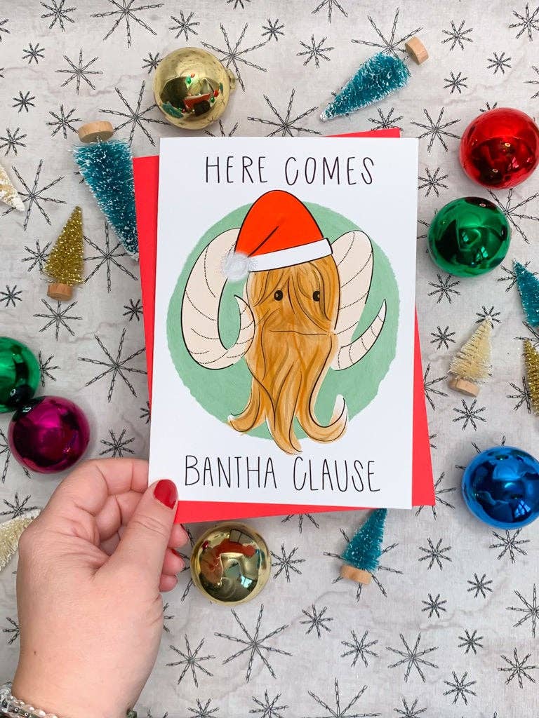 Stone Donut Design, LLC - Wholesale Christmas Card - Here Comes Bantha Clause Mandalorian-Inspired Card2