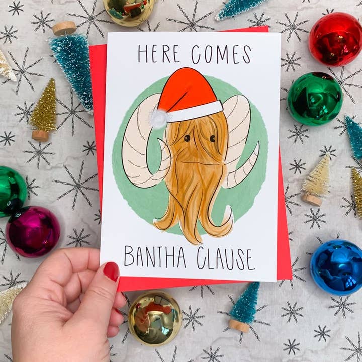 Stone Donut Design, LLC - Wholesale Christmas Card - Here Comes Bantha Clause Mandalorian-Inspired Card2