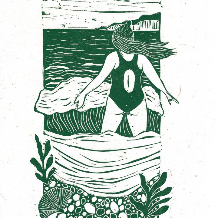 Prints by the Bay - Wholesale Gewone wenskaart - Zee Air kaart, zeezwemmen, winterzwemmen, kust, wilde zwemmer