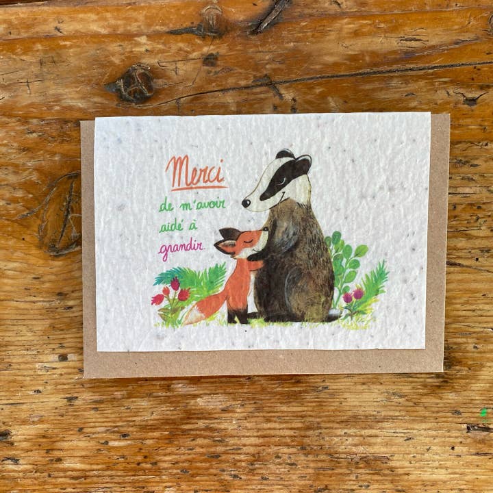 Les cartes de Lulu - Wholesale Thank You Card - Card for planting soed"Merci for helping me grow”