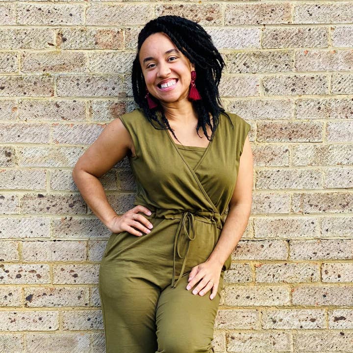 The Breastfeeding Jumpsuit - Kerry Cotton Khaki for wholesale by Stylish Collective