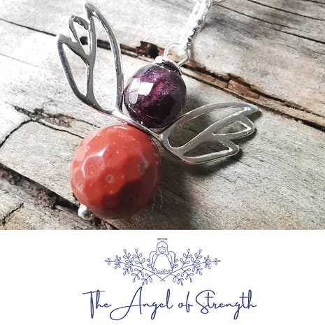 6 O anjo da força - jaspe vermelho e anjo granada por atacado de Rachel Peacock Crystal Healing and Jewellery