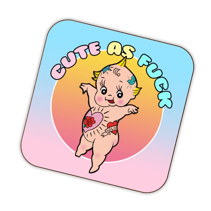 Cute AF kewpie Inspired Drinks Coaster for wholesale by Bite Your Granny