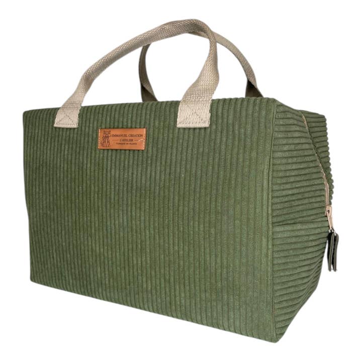 Ice cube M insulated bag, "Corduroy" khaki for wholesale by Emmanuel Création