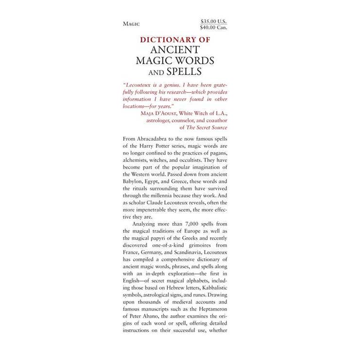 Simon & Schuster - Wholesale Book - Adult - Dictionary of Ancient Magic Words and Spells by Claude Lecouteux