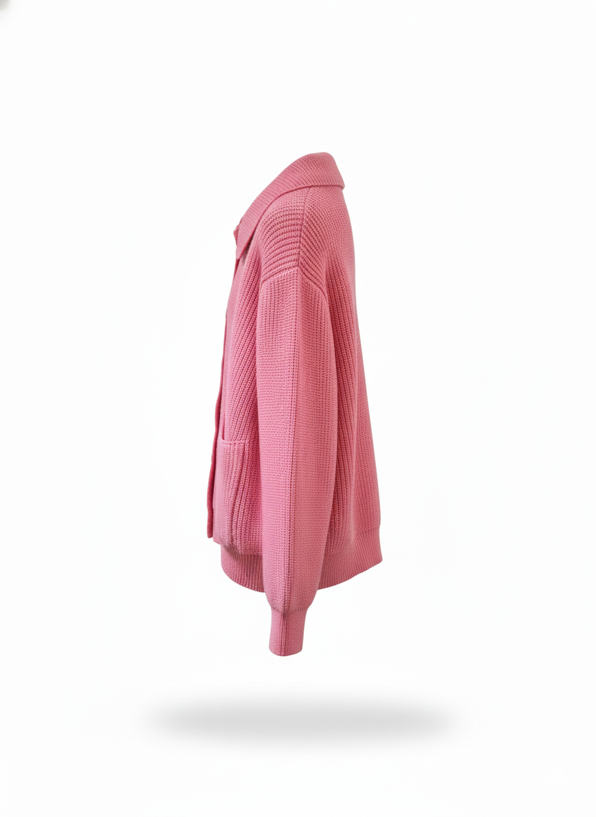 CCIC New York - Vente Cardigan – femme - Cardigan en maille à col polo, coupe ample à double boutonnage7