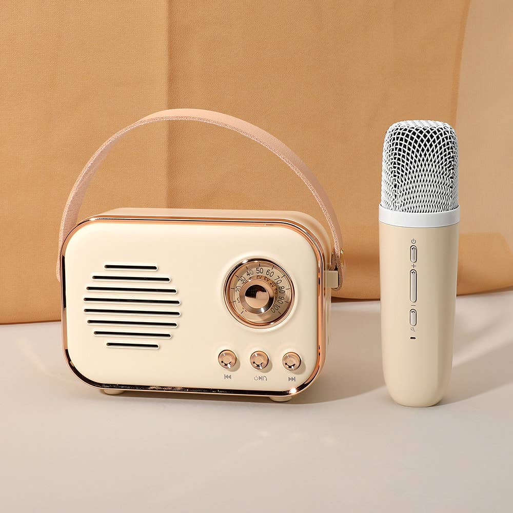 Sensibling Corp. – wholesale Speakers – Mini Retro Karaoke Machine Bluetooth Speaker with Microphone3