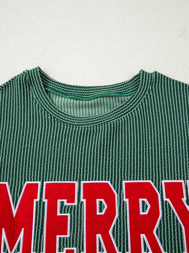 Suhkasana - Wholesale Graphic Sweatshirt - Women's - Corduroy MERRY Letter Christmas Pullover Sweatshirt17