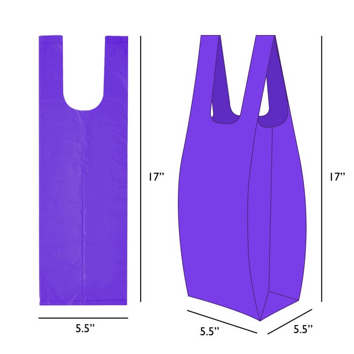 Doggie Walk Bags - Wholesale Pet Poop Bag - 6 Roll Purple Tie Handle Dog Poop Bags, 72 Count