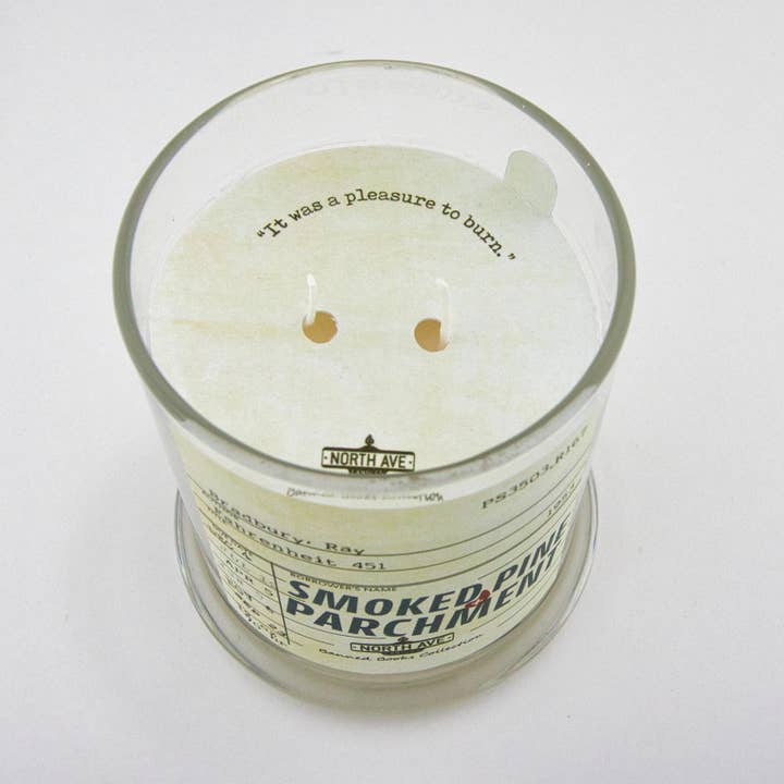 North Ave Candles - Wholesale Jar/Filled Candle - Banned Book Candle / Fahrenheit 451 / bookstore gift /