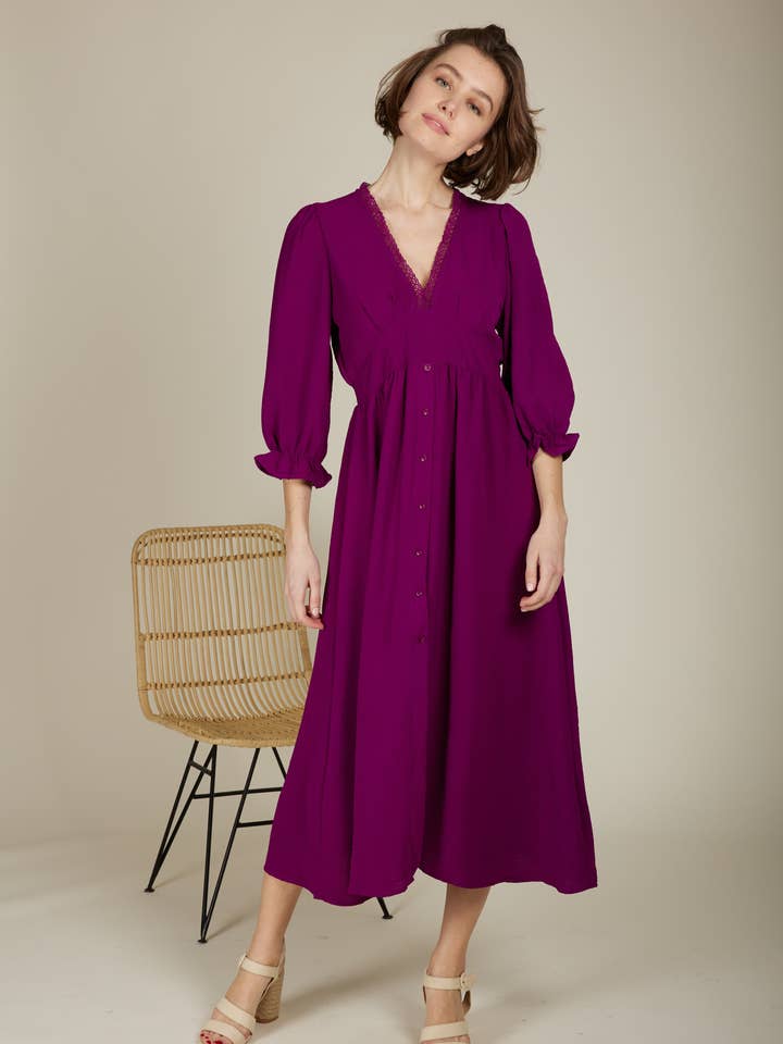 AVANA - Flödande midiklänning med spets med öppen rygg för wholesale av Andy & Lucy