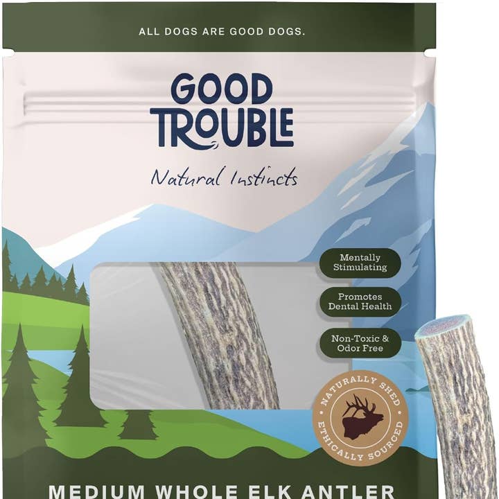 Wild Elk Antler Dog Chew (Single) for wholesale by Good Trouble Pets