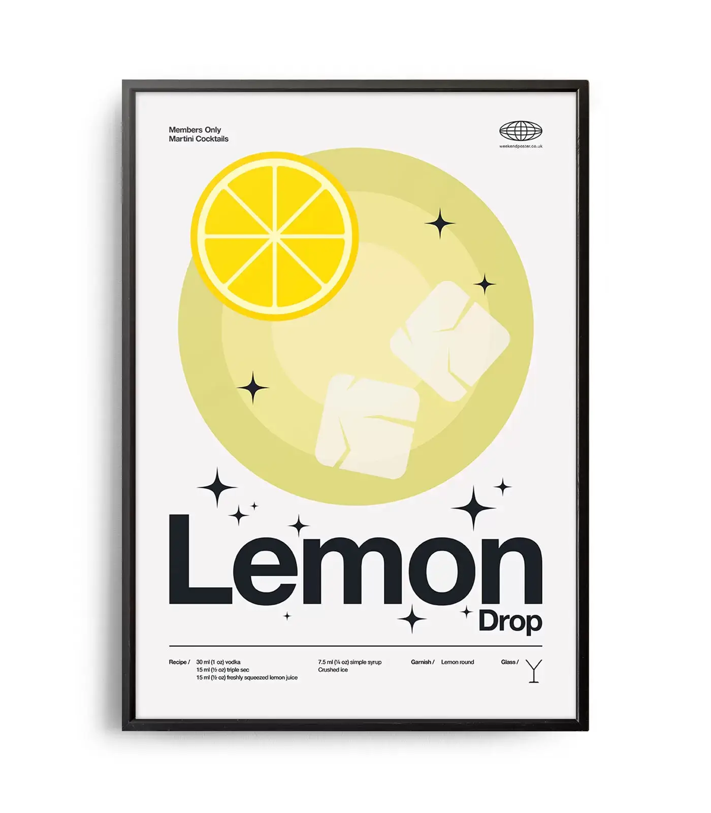 Weekend Concept – wholesale Poster – Mid-Century Modern Lemon Drop Cocktail Poster0
