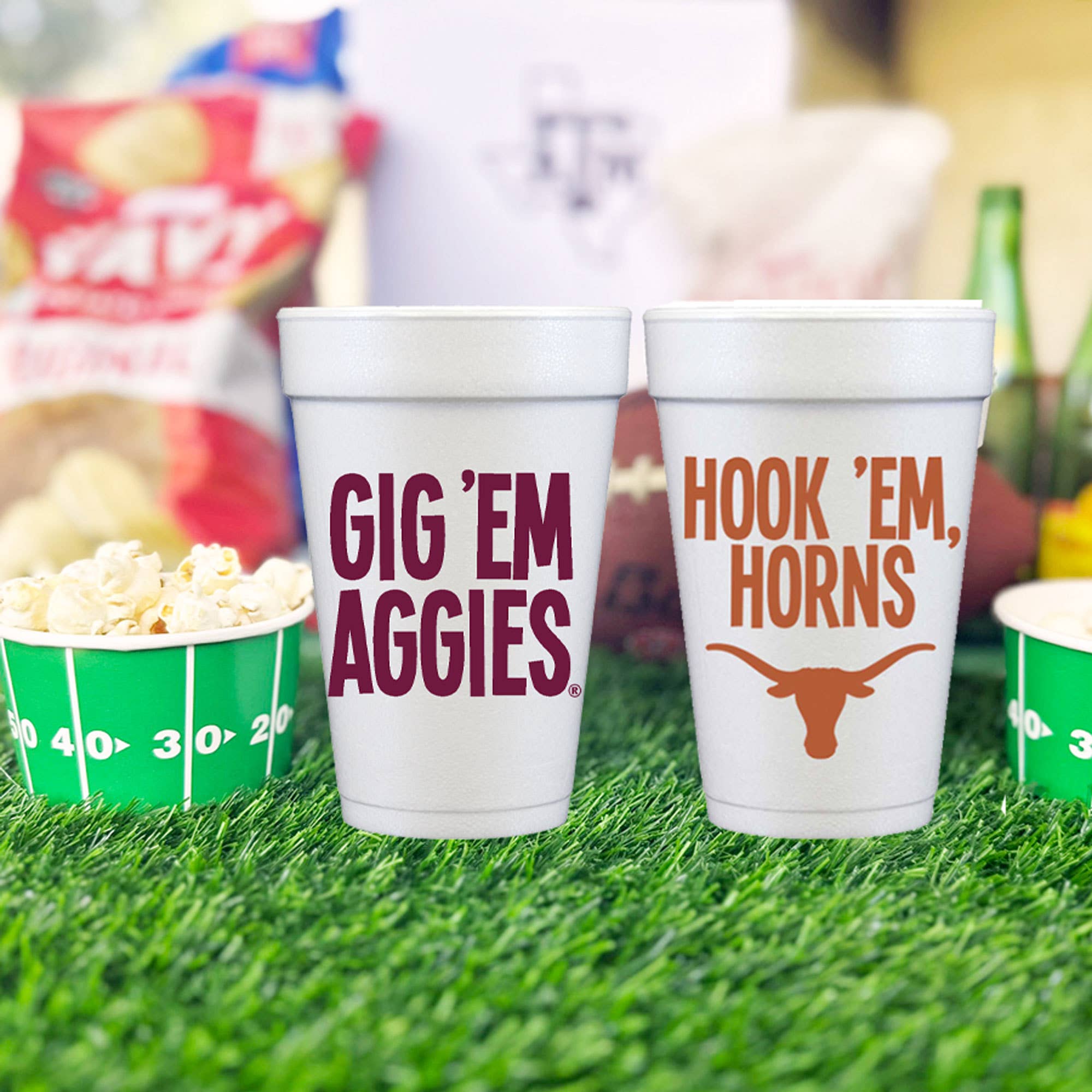 Two Funny Girls - Vente Gobelets jetables - Gobelet en mousse - Texas A&M University/Gig 'Em Aggies (sac de 10 carats)2