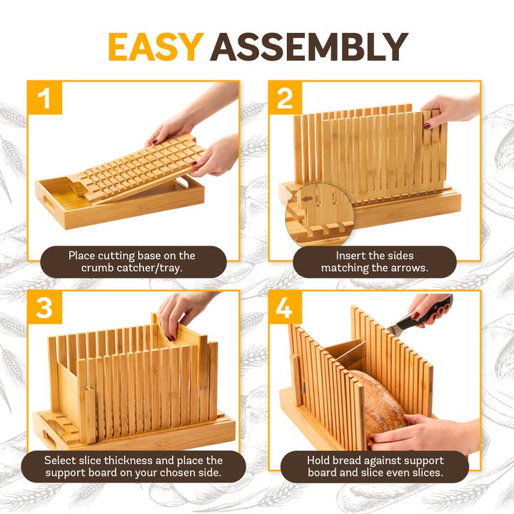 Bambusi - Wholesale Bread Mix - Adjustable Bamboo Bread Slicer for Homemade Loaves1