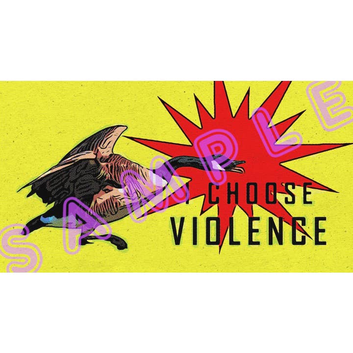 Adesivo in vinile I CHOOSE VIOLENCE VIO per la vendita all'ingrosso da parte di Hilda74 Retro Designs