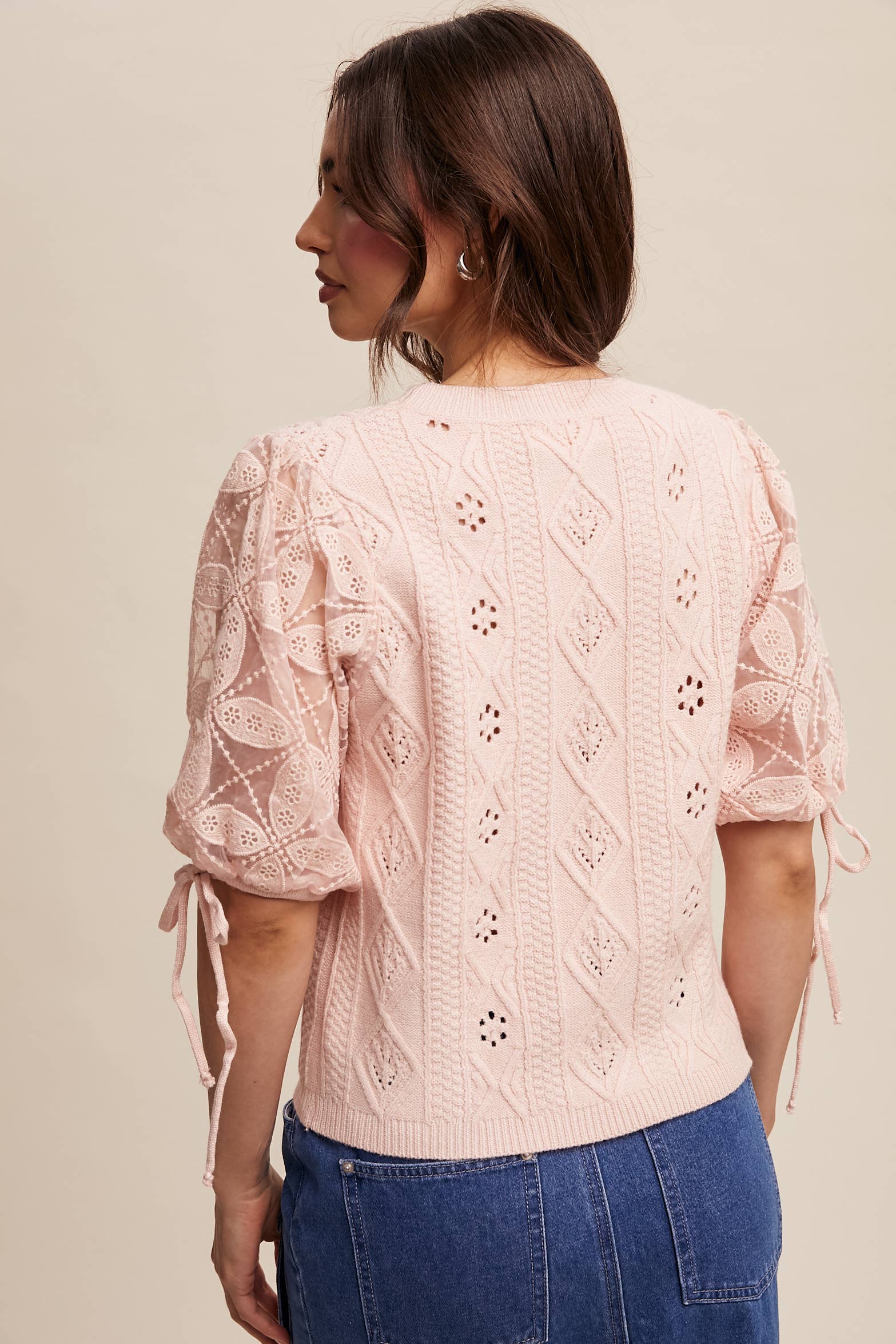 Listicle – Pulôver - Mulher por atacado – Top de Malha com Mangas Bufantes e Ilhós28