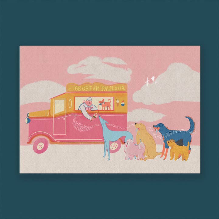 The Icecream Pawlour, A4 Art Print for wholesale by Bryony Moss Illustration