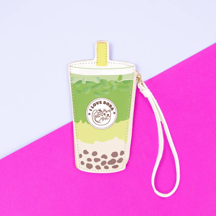 Novelty Wristlet - Matcha Boba Milk Tea for wholesale by Bewaltz