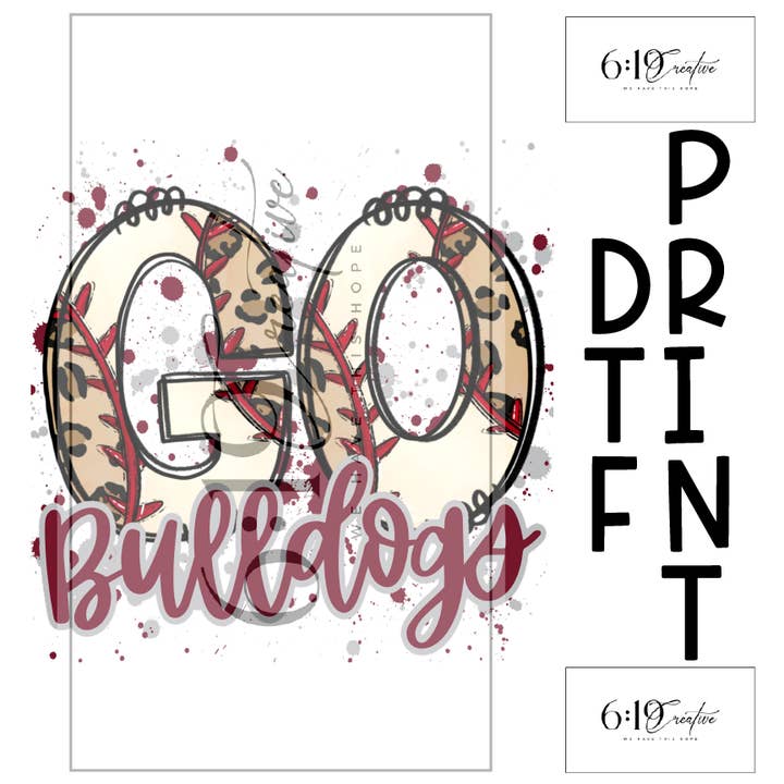 Go Bulldogs Baseball DTF Print for wholesale by 6:19 Creative