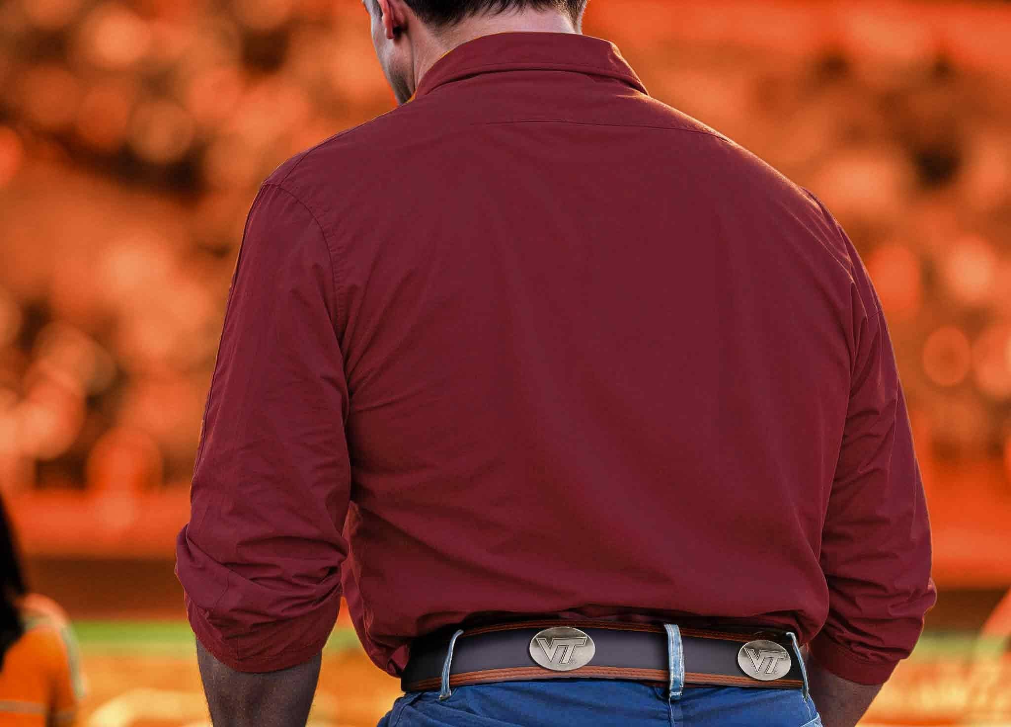 Zep-Pro - Wholesale Belt - Men's - Virginia Tech Hokies Men's Collegiate Two Tone Leather Belt.2