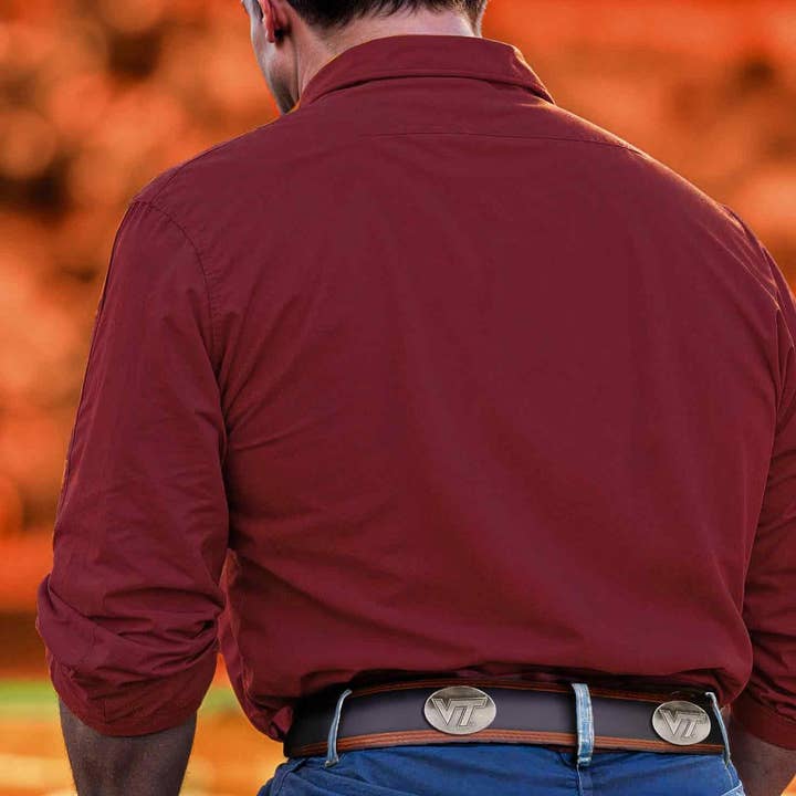 Zep-Pro - Wholesale Belt - Men's - Virginia Tech Hokies Men's Collegiate Two Tone Leather Belt.2