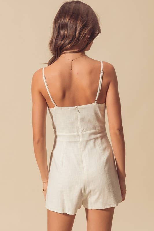 OFF WHITE Fully Lined Bow Front Lovely Casual Romper for wholesale on Faire2