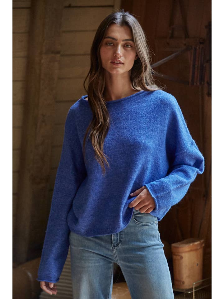 By Together - Wholesale Knit Sweater - Women's - W2114 | Knit Sweater Rolled Round Neck Pullover Top6