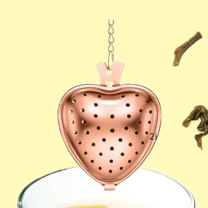Heart-Shaped Stainless Steel Tea Infuser Bronze Color for wholesale by Magnifique Hearts