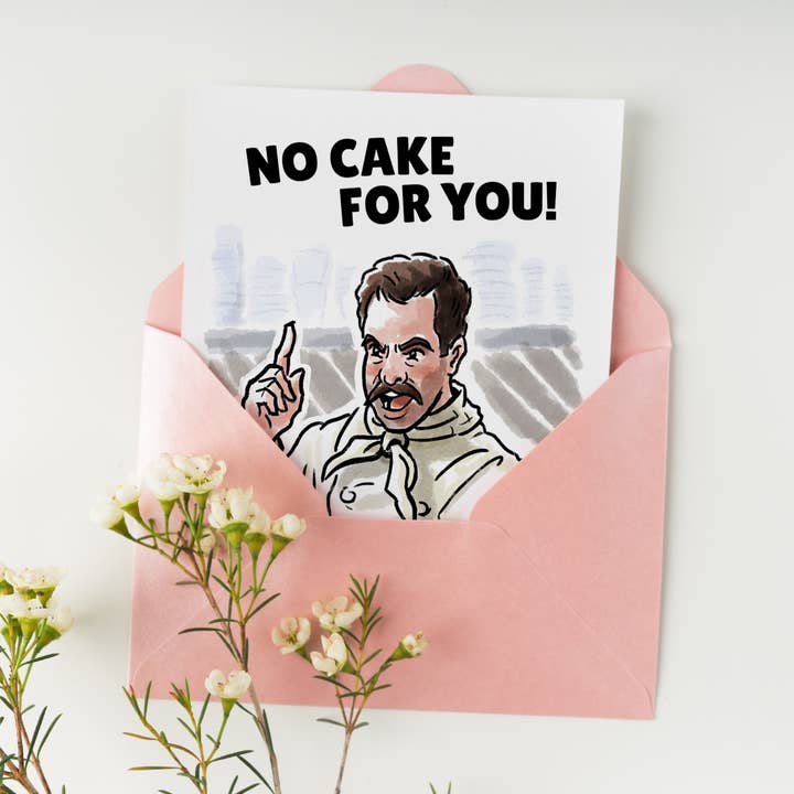Aaron Millard Illustration - Vente Cartes d'anniversaire - « No Cake for YOU » - Carte d'anniversaire amusante Sitcom Meme2
