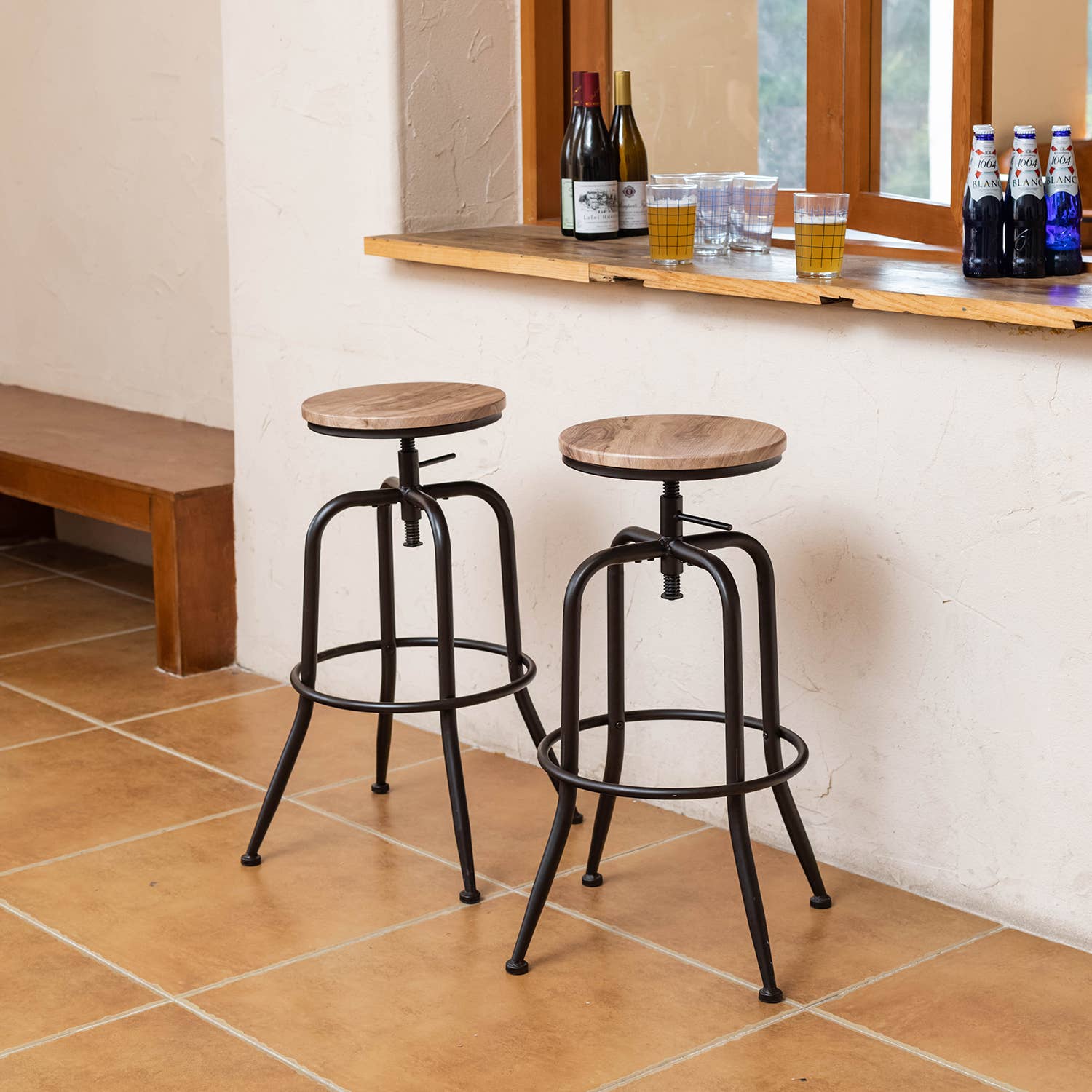 39F Inc. - Wholesale Stool - ANACLETUS 27''-30'' Adjustable Height Swivel Lift Bar Stools8