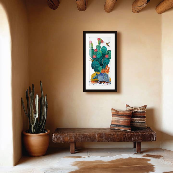 Art Print | Desert Wall Art | CACTUS COUNTRY (ARMADILLO) for wholesale by Dolan Geiman