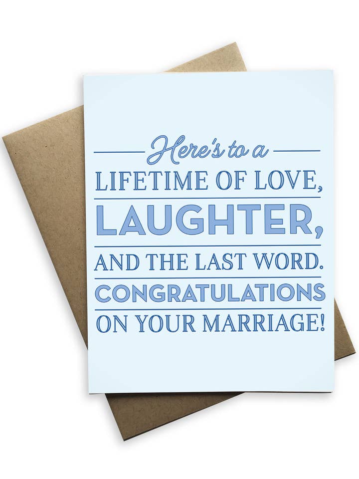 Snarky Marriage - Here's to A Lifetime of Love Marriage Card for wholesale by Tiramisu Paperie