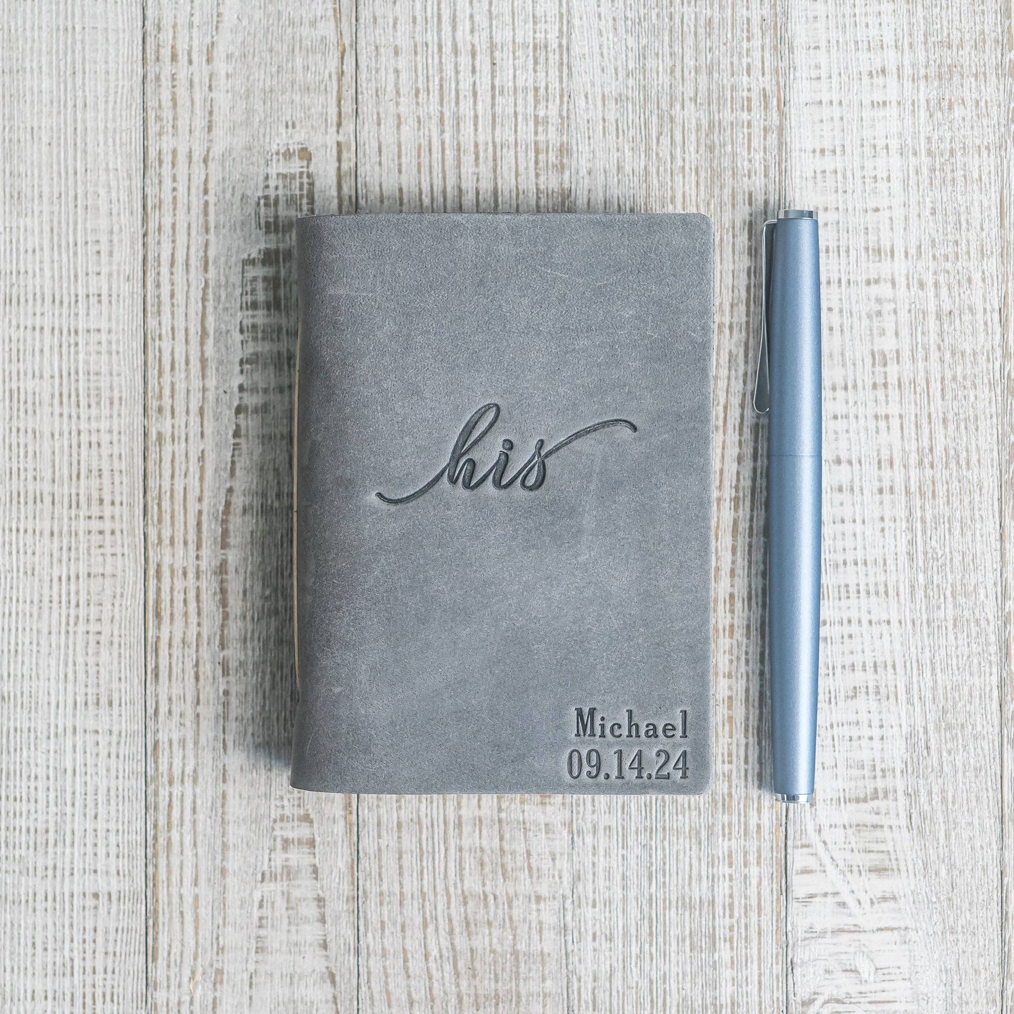 Ox & Pine - Wholesale Journal/Diary - His and Hers Personalized Leather Vow Book with Name and/or Date Pocket Notebook11