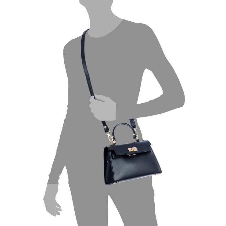 dark navy Asciano handbag genuine Palmellato leather closure and strap for wholesale on Faire3