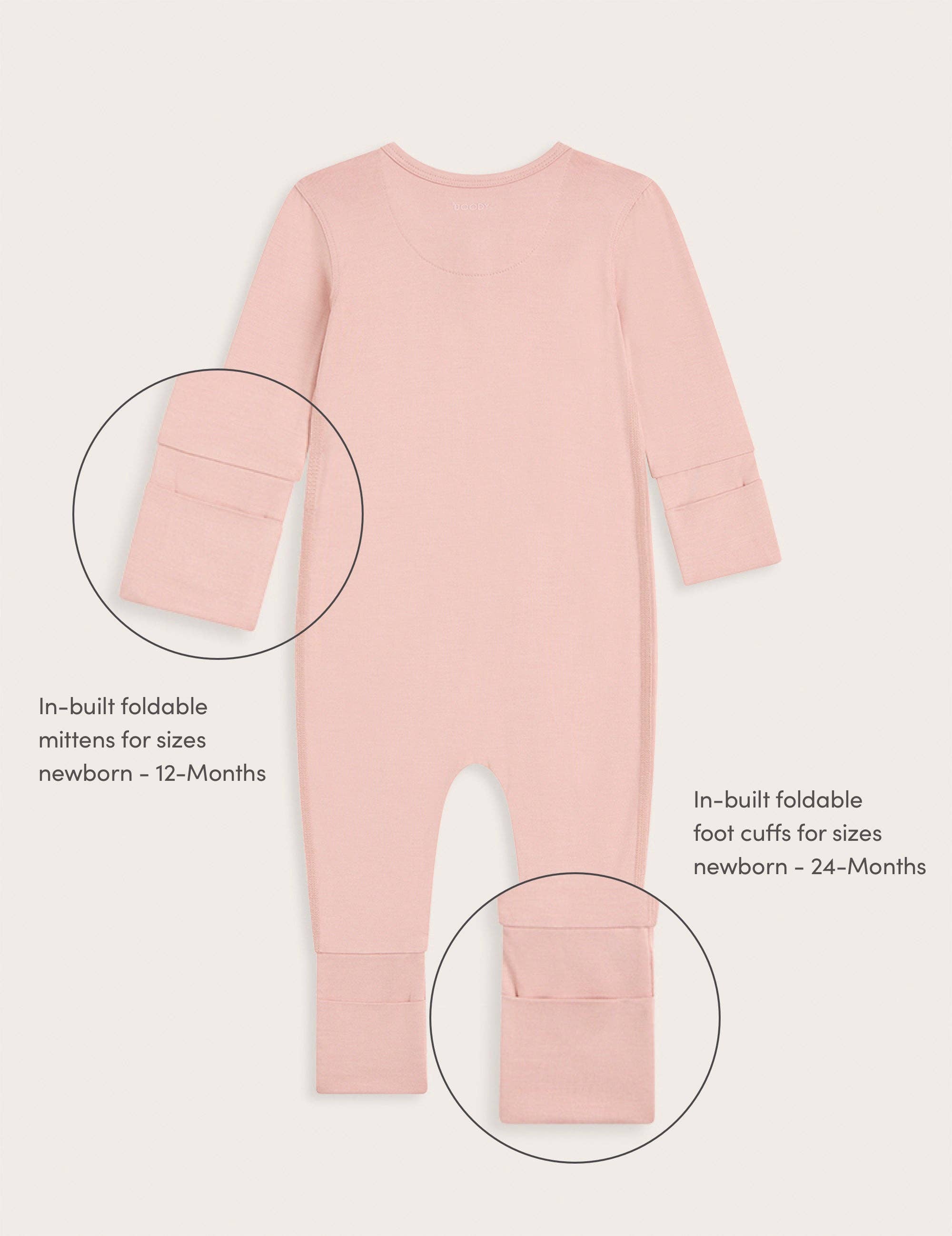 Baby Long Sleeve Romper - Dusty Pink for wholesale on Faire2