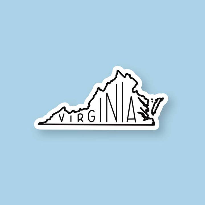 Virginia Sticker Black & White, Virginia State Sticker for wholesale by Shop Like You Live Here