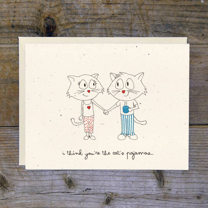 Cat's Pajamas Card for wholesale by Troy Cloth & Paper