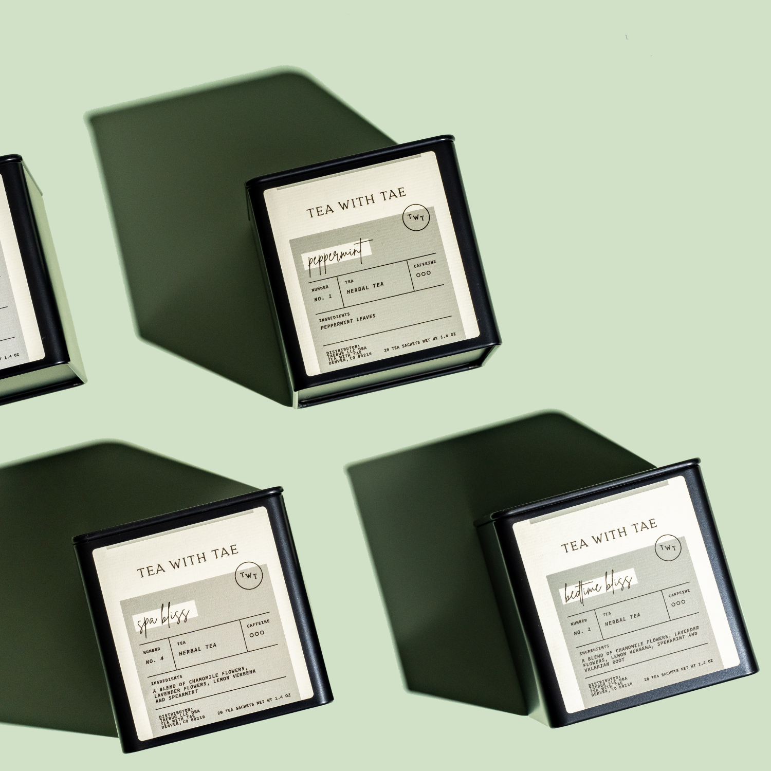 Tea with Tae - Venta al por mayor Bolsitas de té - Lata de té grande personalizada artesanal de regalo (20 bolsitas de té)7